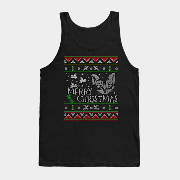 Cute American Shorthair Christmas Cat Tree and Raindeers - American Shorthair Christmas Cat Tank Top by giftideas